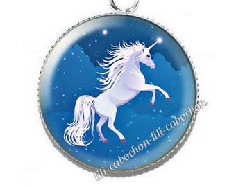 A52 Unicorn resin cabochon pendant