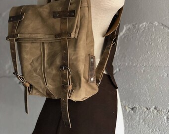 Waxed Canvas Backpack Satchel Bag
