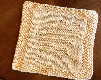 Knitted Golden Autumn Leaf Dishcloth/Washcloth (READY TO SHIP!)