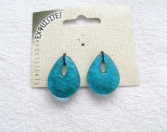 Pair of Dichroic Glass Teardrop Charms, 28 mm x 22 mm x 4 mm (2119)