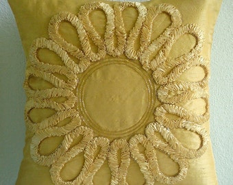 We all Blossom - Pillow Sham Covers - 24x24 Inches Silk Pillow Sham Cover with Satin Ribbon Embroidery