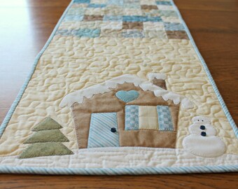 Winter Table Runner Pattern, Christmas Table Runner, Farmhouse Christmas Decor, Quilt Table Runner Pattern, Quilt Pattern