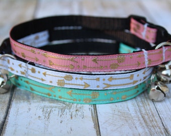 Arrow Cat Collar - Gold Arrows Cat Collar - Arrow Cat Harness - Kitten collar - Arrow XS dog collar - Turquoise cat collar - Pink Cat Collar