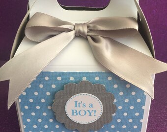 Baby boy baby shower favor boxes, set of 10