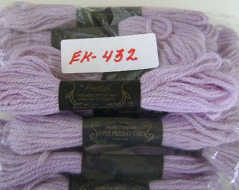 Yarn, Paragon, 100% Wool Crewel Needlepoint, Color #429 Lilac, 8.8 Yard Skeins