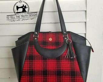 Swoon Annette - Travel Bag - Commuter Bag - Satchel Bag - Large Handbag - Birthday Gift - Gift for Woman - Vegan Leather Bag - Tartan Bag