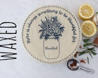 Waxed Bowl cover, fabric bowl cover,