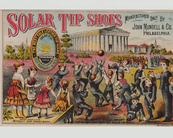 Vintage Trade Card, Solar Tip Shoes, Mundell and Co, Philadelphia