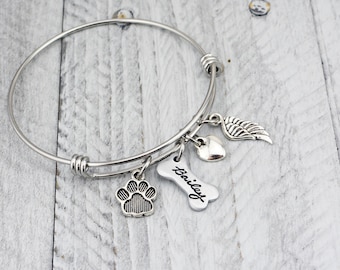 Dog Memorial Bracelet - Pet Loss Gift - Dog Remembrance Jewelry - Pet Memorial Jewelry - Dog Memorial Jewelry - Custom Pet Memorial Bracelet