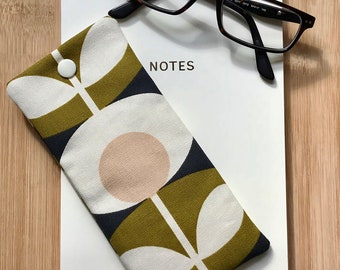 Glasses Case made from Oval Stem Fabric -Padded -Handmade