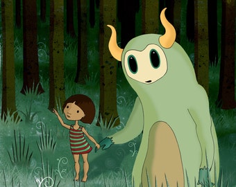 IMAGINARY FRIEND high quality giclee print 8 x 8 inches