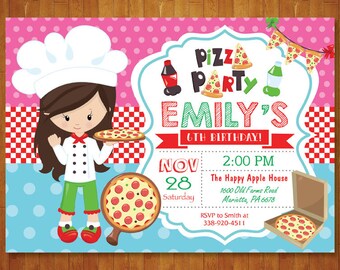 pizza invitation pizza party invitation pizza birthday