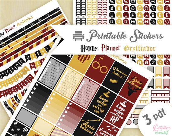 Harry Potter Gryffindor house Printable stickers 3 pdf