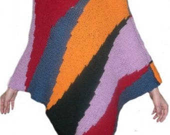 Hand knitted mohair and wool poncho