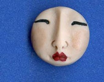 3 Fleshtone Polymer Detailed Asian Face Beads Top drilled AFBT 3