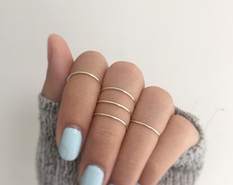 5 silver knuckle rings,silver ring set,midi ring set of 5,knuckle rings,wire jewelry,silver rings,stacking ring set of 5,adjustable rings