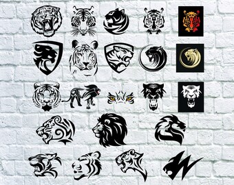22 Tiger Svg, Tiger Head svg, Fierce Tiger, Clipart, Stencil, Silhouette, Dxf, Png, Eps, Vinyl, Cut File, Iron On, Cuttable, Cricut File.