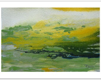 Green Abstract Painting, Original Art, Abstract Landscape Painting, Watercolor Painting, Green Painting, Christmas Gift, Abstract Art