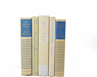 BLond Beige Books, Antique BLue Decorative Books, Vintage vanilla Books, Old Book Set, Wedding Book Centerpiece, Book Decor, Instant library