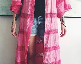 Pretty Vintage Dress/Kimono Style Jacket With Bell Shaped Sleeves
