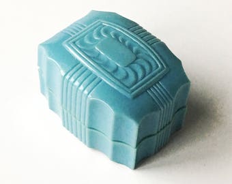 Vintage Aqua Blue Ring Box Wedding Engagement Ringbox Jewelry Presentation