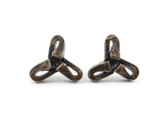 Vintage Brutalist Style Earrings, Propeller, Posts