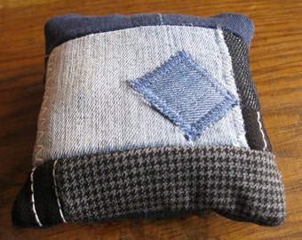 Denim pin cushion, patchwork pin cushion