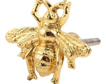 Handcrafted Golden Bee Brass Cabinet Knob | Decorative Metal Cupboard Door Knob Drawer Pull