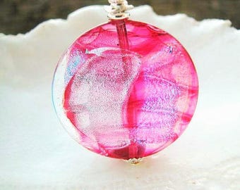 Murano Pink Dichroic Necklace