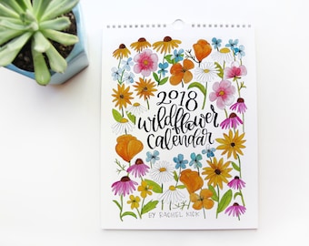 2018 Calendar - Handpainted Wildflower 2018 Wall Calendar