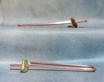 Unakite and copper threader earring