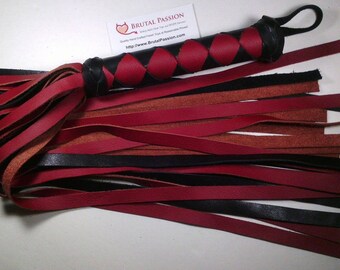 Black and Red BDSM Leather Flogger