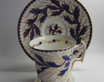 Royal Chelsea 261A/B Bright Blue with Gold Details Bone China Tea Cup and Saucer