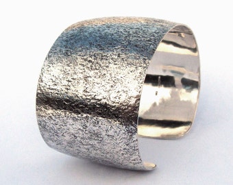 Sterling Bracelet Cuff, Corroded Look