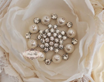 5pcs RD170 Pearl Rhinestone Brooch Flatback Embellishment