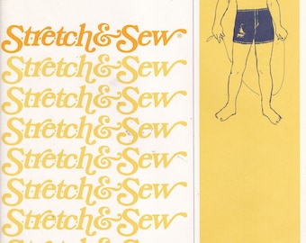 Stretch and Sew 1225 Vintage Pattern Boys Swim Trunks Size 2,4,6,8,10,12 UNCUT