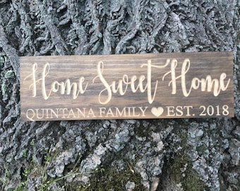 Home Sweet Home, Personalized, Housewarming Gift, Gift for her, Housewarming present, Wood Signs, Established Sign