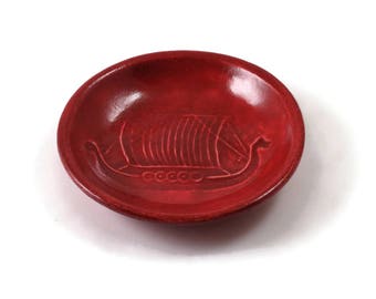 VIKING- ASATRU Ship-Raku- Bowl handmade Pottery Ceramic