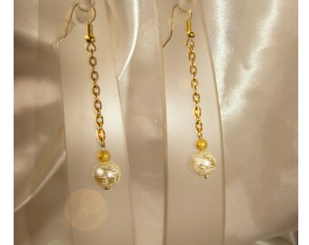 gold chains and Ivory Pearl Earrings