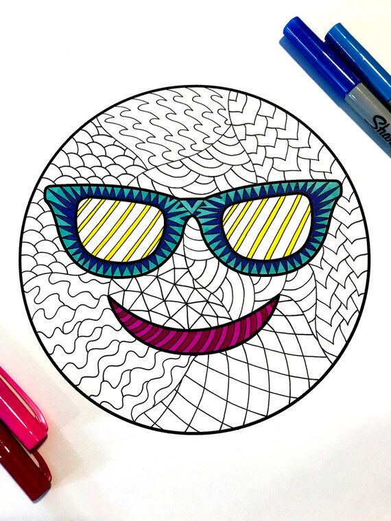 Sunglasses Emoji Coloring Pages