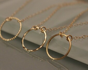 14k Gold Circle Necklace, 14K Circle Necklace, 14k Eternity Necklace, 14k Geometric Necklace, 14k Layering Necklace, 14k Gold Necklace