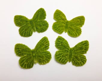 1 Butterfly in Green Velvet for scrapbooking, cardmaking, sewing, decoration individually