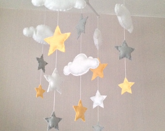 Baby mobile - Cot mobile - clouds and stars - Cloud Mobile - Nursery Decor - Pastel Nursery - Pastel baby mobile
