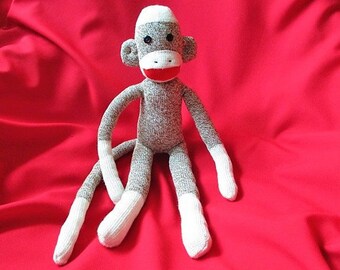 Sock Monkey Neville - Handmade - Stuffed Toy Animal Rockford Red Heel Socks