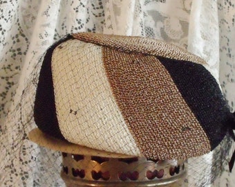 Vintage Pill Box vintage ladies Chic Visored chapeau dress hat