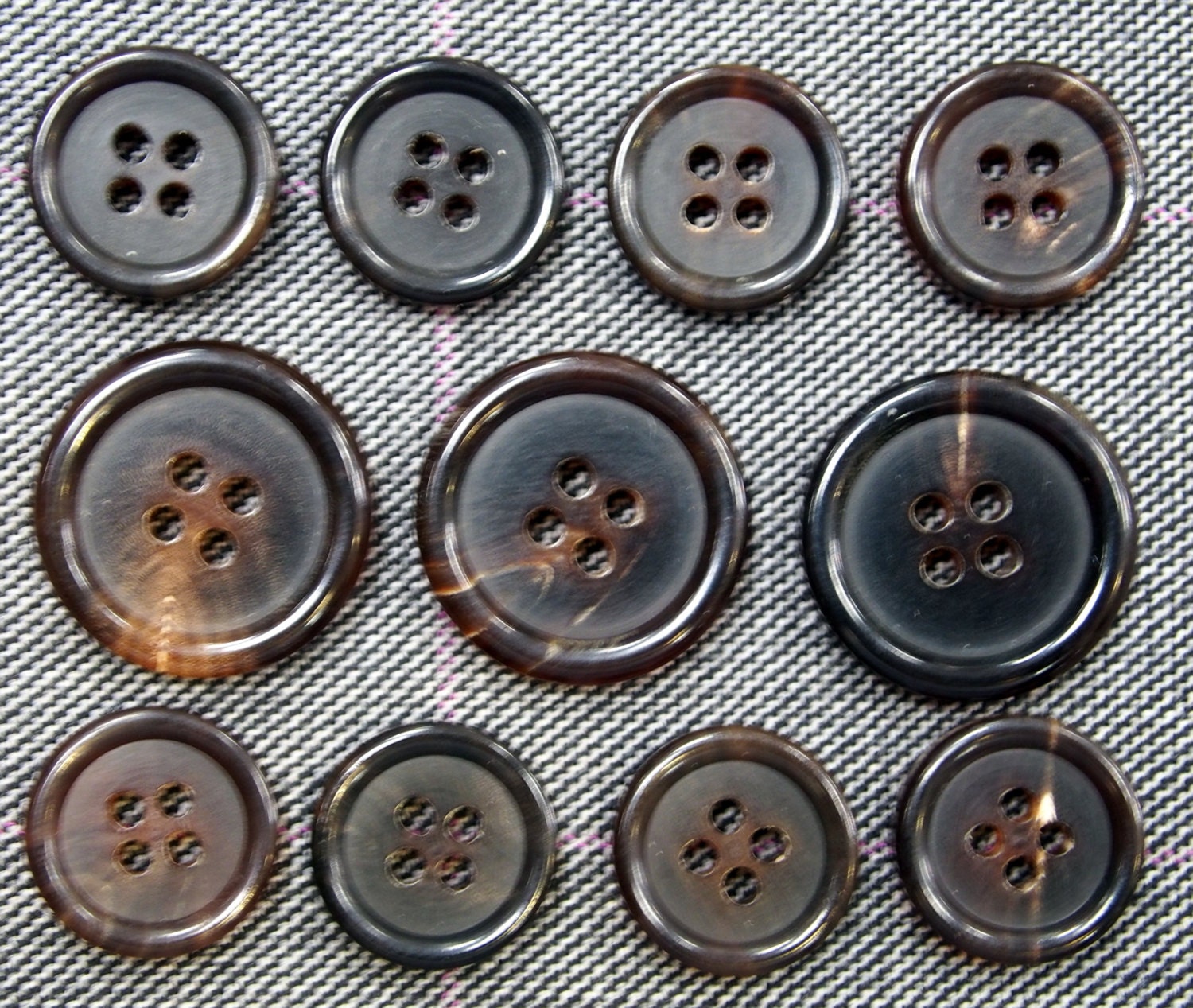Genuine Dark Brown Horn Buttons Set for suit jacket blazer