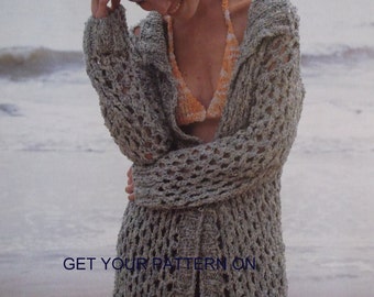 INSTANT DOWNLOAD PDF, Knitted Sweater, 2 designs, Beach cover-up, knit pull over, Womens Sweater, Chunky Sweater, Digital File Pattern