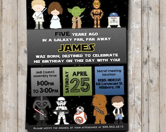 Star Wars birthday invitation personalized for your party - digital / printable DIY Star Wars invitation
