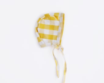 Mustard Gingham Bonnet NB - 5T