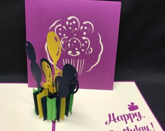 Birthday Balloons 3-d pop up card